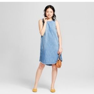 Denim Dress with Button Sides